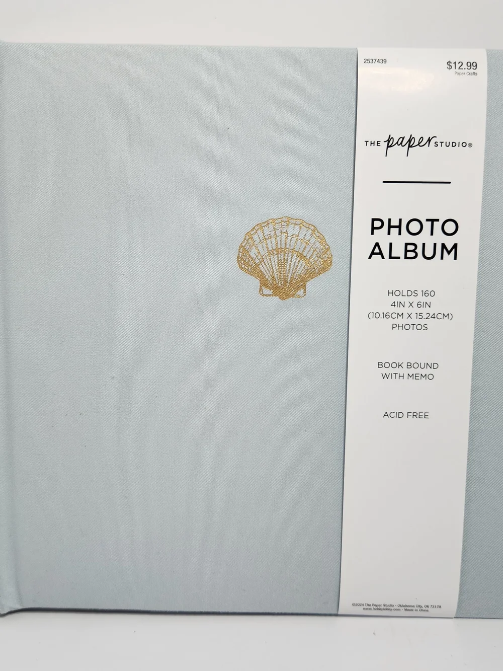 The Paper Studio Light Blue Photo Album with Gold Shell Accent